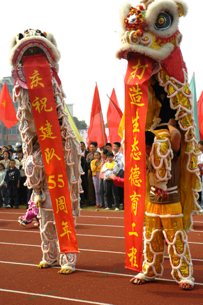 天台县学校"生态德育"工程启动仪式暨少年先锋队成立55周年少先队大检阅